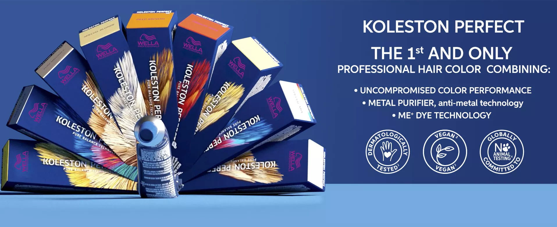 A range of Koleston Perfect Permanent Color presented as a peacock